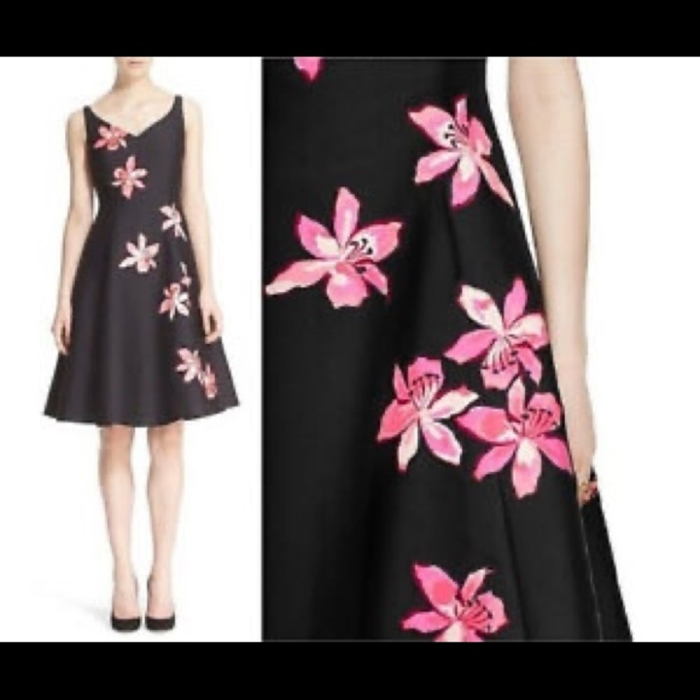 Kate Spade tiger lily appliqué dress